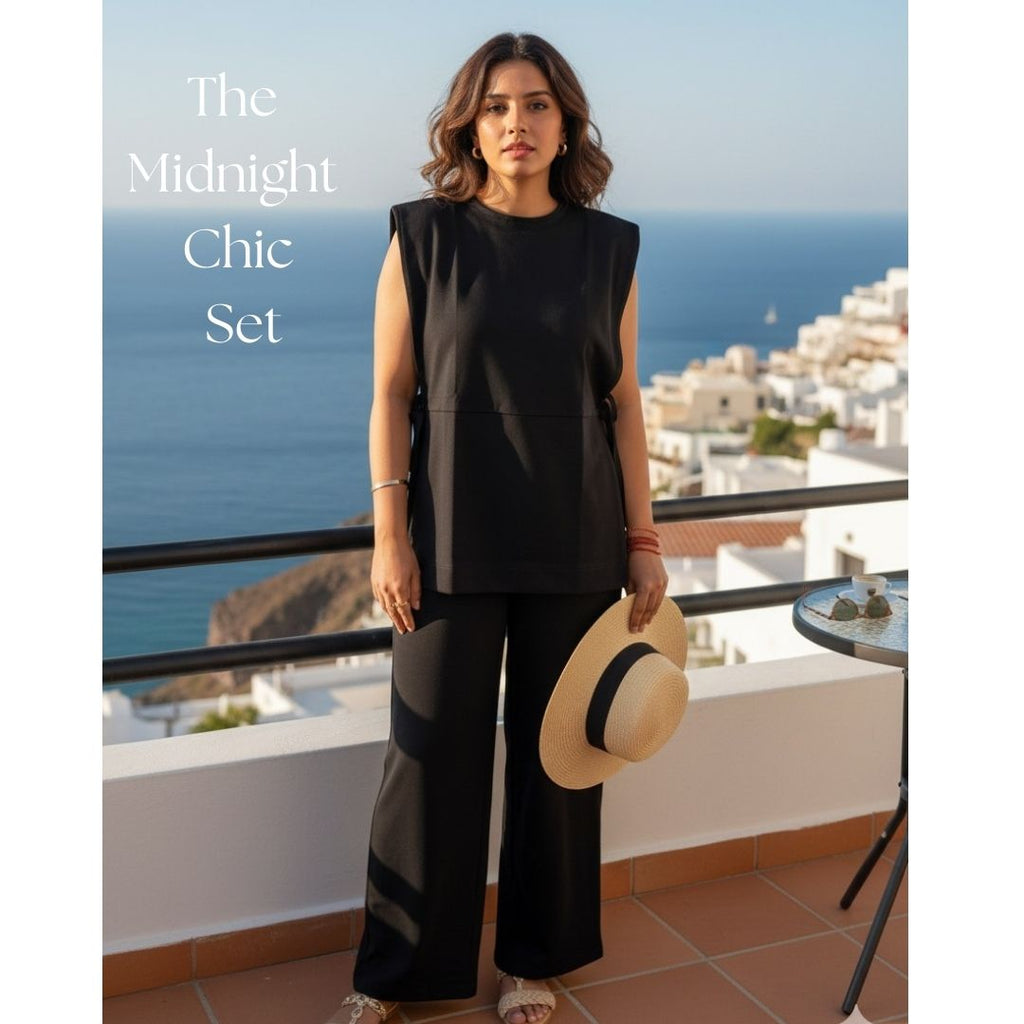 The Midnight Chic Sustainable  Terry Trousers (Black)