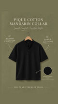 Pique Cotton Sustainable Mandarin Collar Men (Black)